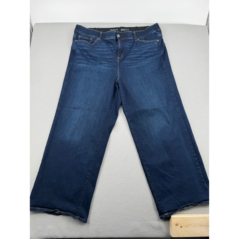 Torrid Bombshell Wide Leg Super Soft Jeans Womens 24R Dark Wash Blue 43x29